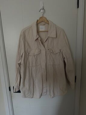 Dynamite Cream Corduroy Button-Up Jacket